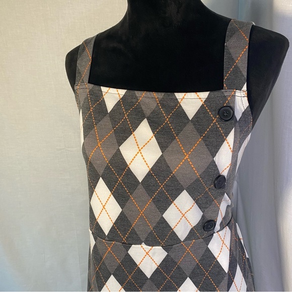 Arizona Diamond Print Gray and White Square Neck Midi Dress - Picture 3 of 8